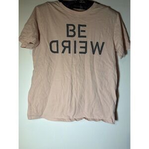 Children's place rose dust pink T-shirt size large "be weird"